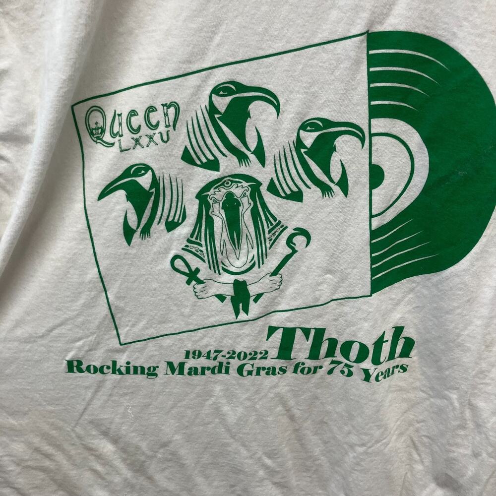 Thoth 75 year Mardi Gras Krewe Queen LXXV Size L White T-shirt NOC3471DT
